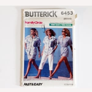 1988 Butterick Sewing Pattern 6453 Very Easy Sizes XS-S-M Shorts Top Uncut FF