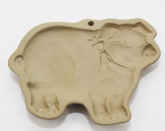 Brown Bag Cookie Art Pig Cookie Mold Clay U.S.A. Vintage 1984 Retired 6"