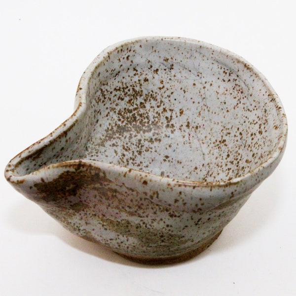 Art Pottery Bowl Freeform Pouring Bowl Handmade Brown White Speckle Spout OOAK