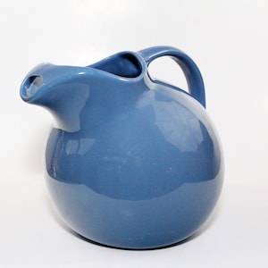 Vintage Hall Pottery 633 Ball Pitcher Medium Blue 72 ounces Large Mid Century