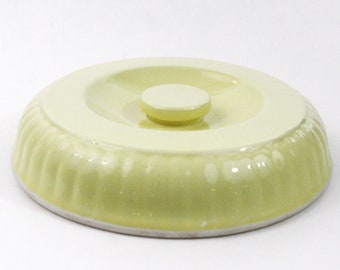 Hall Forman Family Casserole Dish Lid Only Round Heavy Stoneware Yellow Vintage