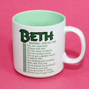 Naam van papel: Beth keramische mok, wat betekent: speciaal vintage zeeschuim groen wit