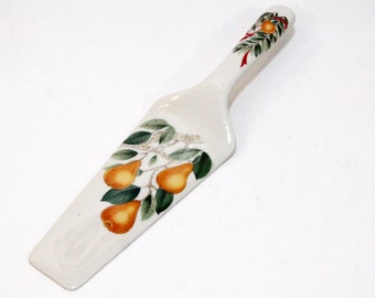 Andrea by Sadek Pie Cake Server Golden Pears 2.5 " Wide 10" Long Ceramic Japan