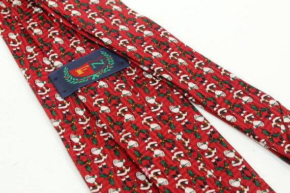 100% Silk Necktie by FN Red Christmas Santa Claus… - image 4