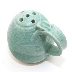 Cerámica de arte vintage, coctelera de cocina turquesa aguamarina, cerámica de tierra roja hecha a mano