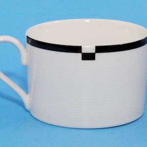 Mikasa Midnight Mug Cup L5542 Porcelana Fina Preto e Branco 8 oz Vintage