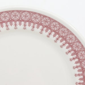 Shenango China USA Teller, 18,25 cm, Weiß mit Roter Geometrischer Vintage Restaurant Ware