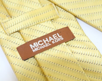 Michael Kors Necktie Yellow Stripe 100% Silk 58" x 3.75" Made in USA