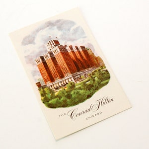 Conrad Hilton Hotel Chicago IL Vintage Postcard Opublikowano 1959 Wykończenie lniane