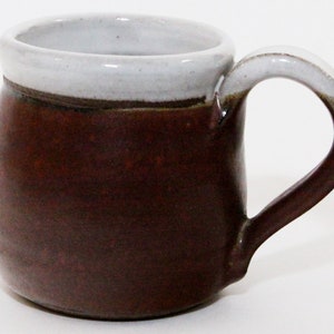 Art Pottery Handmade Mug Vintage Brown White 8 oz Signed Ginger 84