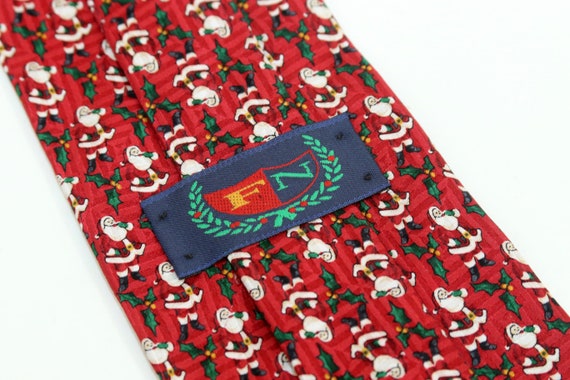 100% Silk Necktie by FN Red Christmas Santa Claus… - image 3