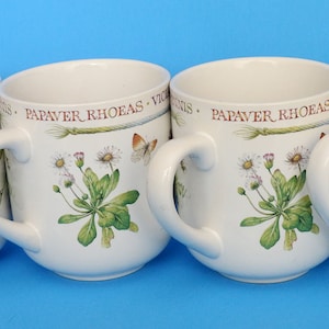 Set of 4 Marjolein Bastin Wildflower Meadow Ceramic Mugs Cups 9 oz Vintage