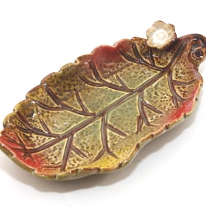 Aardewerk Trinket Schotel Ring Schotel Aardetinten Herfstbladeren Keramiek Vintage 6,75"