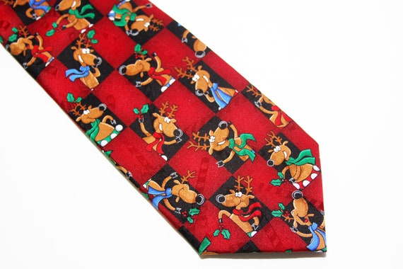 Hallmark 100% Silk Necktie Reindeer Christmas Hol… - image 2