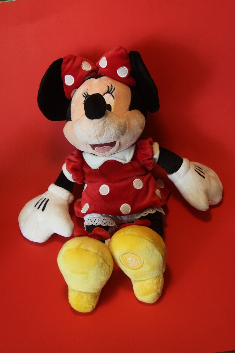 Minnie Mouse Disney Plush 18" Tall Red Polka Dot Dress Excellent Condition image 2