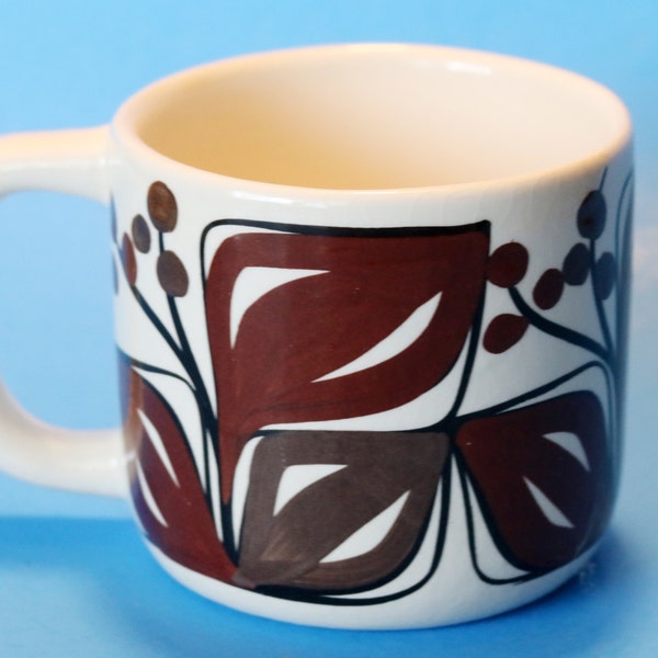 Pohaku Kiln 1960's Made in Hawaii Cup Mug, Retro Design, Brown, Dan Kana, EUC