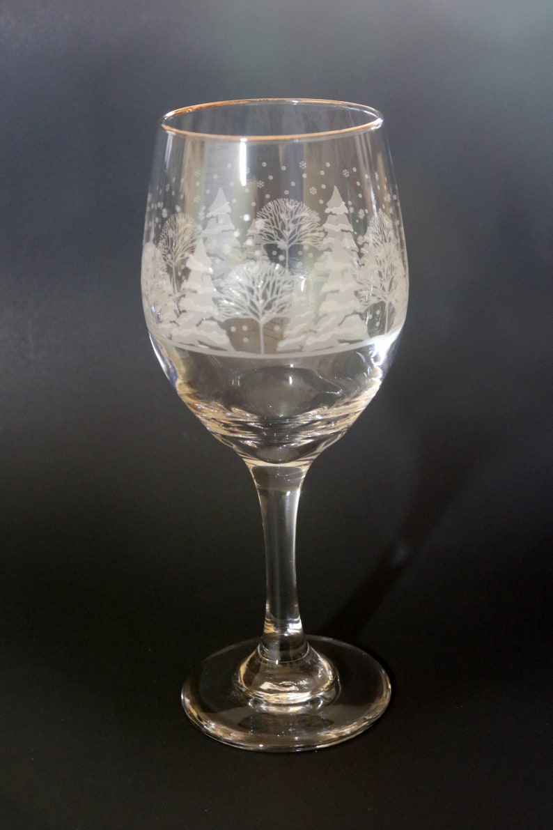Libbey Stemmed Wine Glass Arby's Frosted Winter Scene Etsy