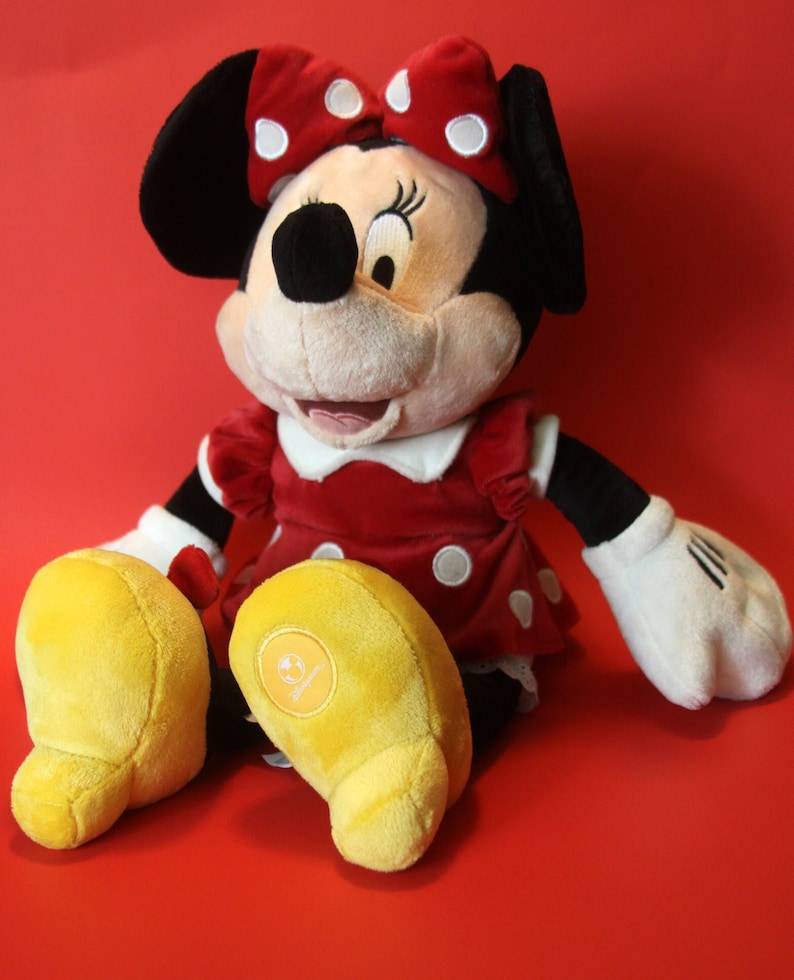 Minnie Mouse Disney Plush 18" Tall Red Polka Dot Dress Excellent Condition image 1