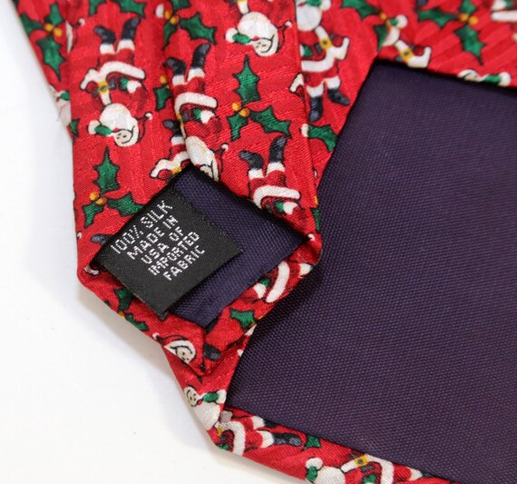 100% Silk Necktie by FN Red Christmas Santa Claus… - image 5