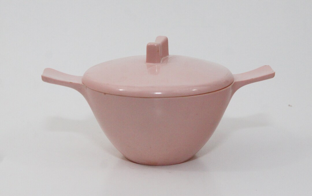 Stetson MCM Melmac Pink Sugar Bowl W Lid Vintage With Lid USA Melamine