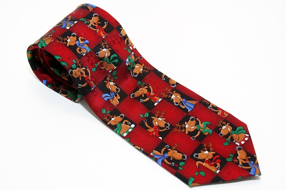 Hallmark 100% Silk Necktie Reindeer Christmas Hol… - image 1
