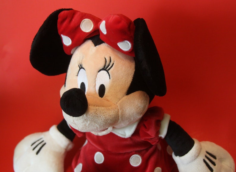 Minnie Mouse Disney Plush 18" Tall Red Polka Dot Dress Excellent Condition image 4