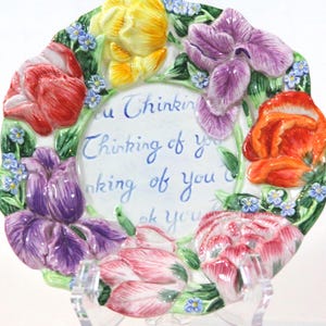 Fitz & Floyd Plate 6.25&quot; Thinking Of You Floral Ceramic Spring Bouquet