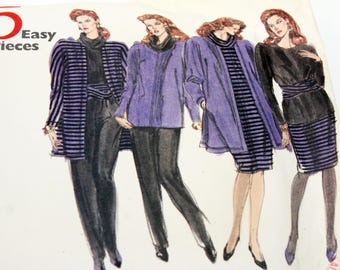 Vogue Dress Jacket Skirt Pants Sewing Pattern 2346 VTG 1989 Easy 8-10-12 FF UC