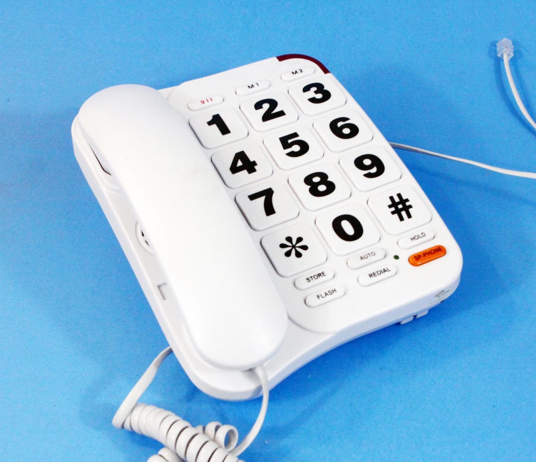 Large Button Telephone White Push Button Modular Tested & Works Great ...
