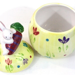 Garden Ridge Candy Dish Covered Jar w/Lid Easter Bunny Rabbit Ceramic Vintage