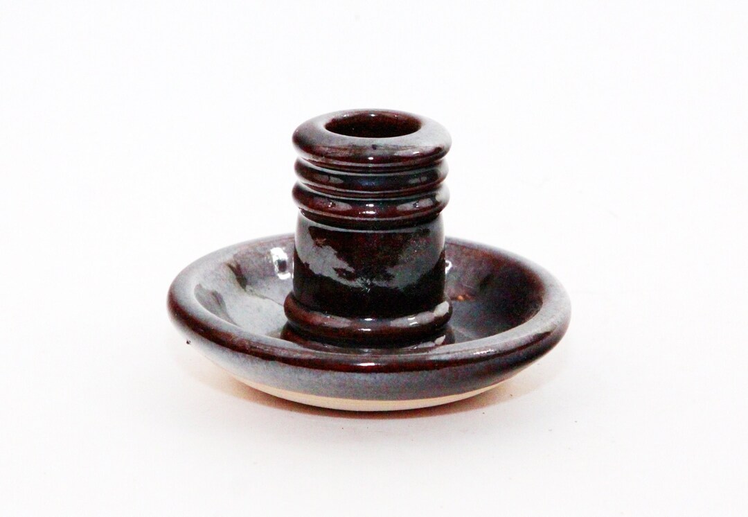 Greenfield Village Pottery Single Candle Holder Candle 4 Diam. 2.5 Tall EUC Etsy