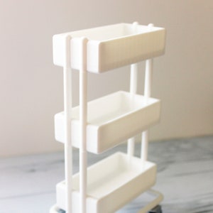 White Mini Utility Cart - Desk Organizer - Planner Accessories - 3d Printed - Mini Storage Cart