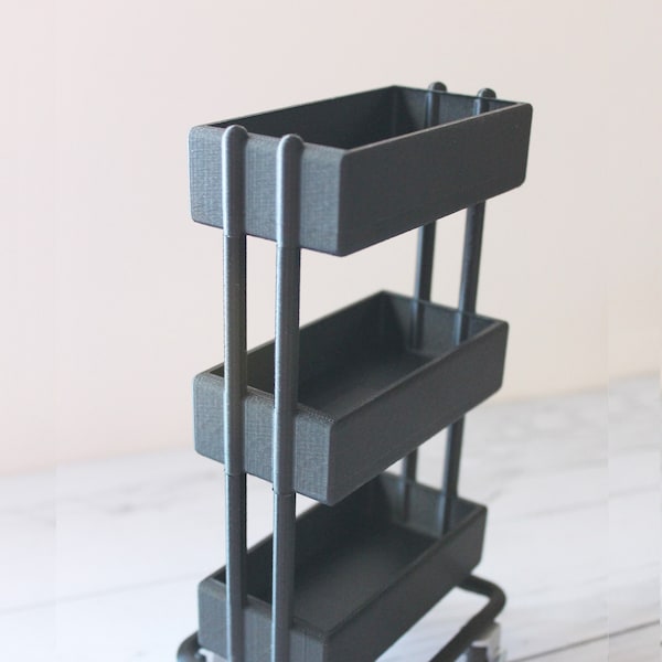 Black Mini Utility Cart - Desk Organizer - Planner Accessories - 3d Printed - Mini Storage Cart
