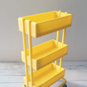 Yellow Mini Utility Cart - Desk Organizer - Planner Accessories - 3d Printed - Mini Storage Cart