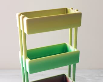 Yellow/Green/Red Variegated Mini Utility Cart - Desk Organizer - Planner Accessories - 3D Printed - Mini Storage Cart - Washi Tape Storage