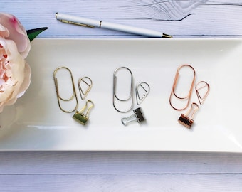 Metal Planner Clip Set: Gold, Rose Gold, Silver Page Markers