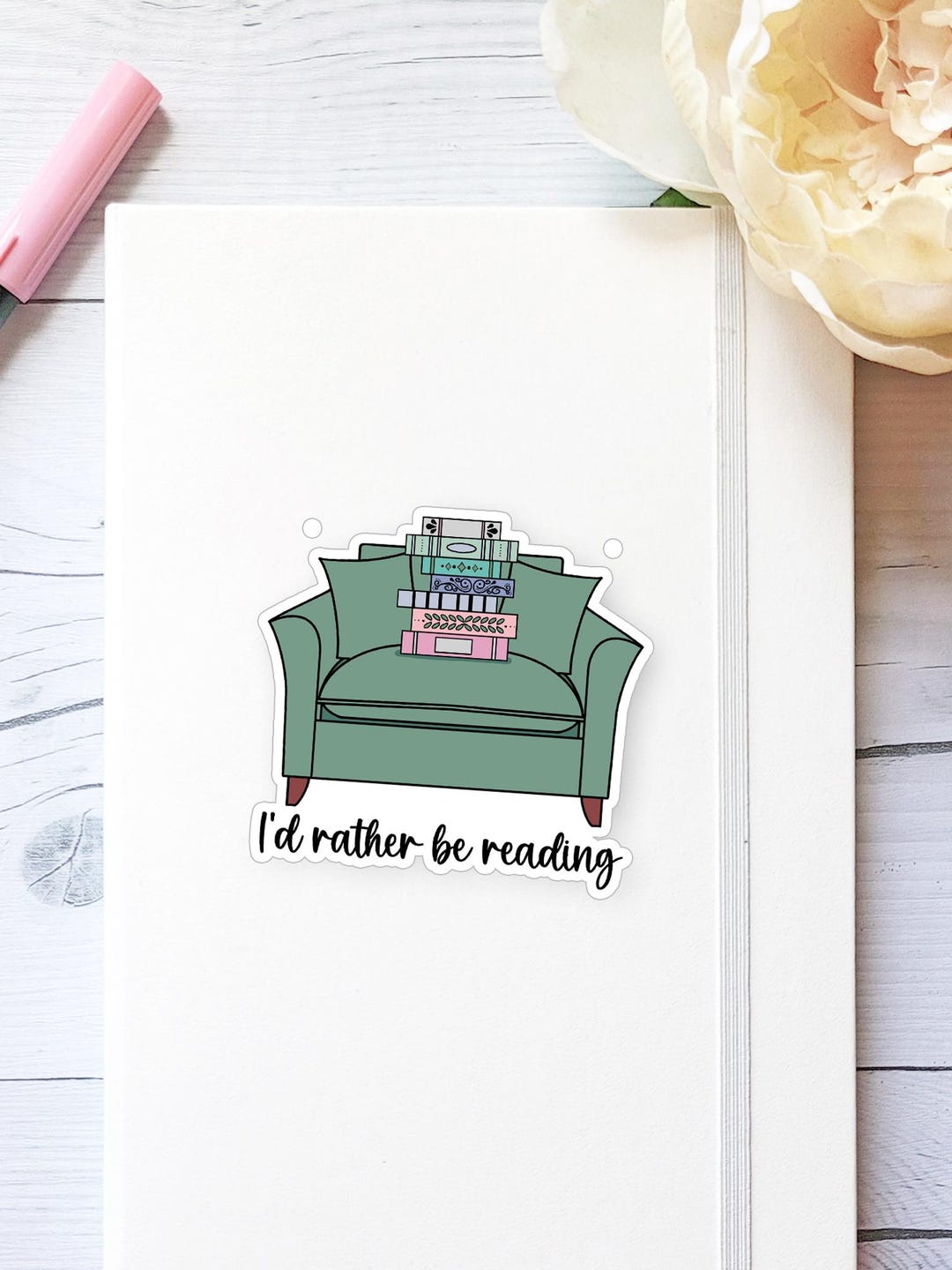 Hand Drawn Comfy Cozy Chair Die Cut Sticker: Bookish Book Lover Planner ...