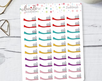 Toothbrush Planner Stickers - Hand Drawn Stickers - Cute Planner Stickers -  Sticker Sheets - Bullet Journal Stickers