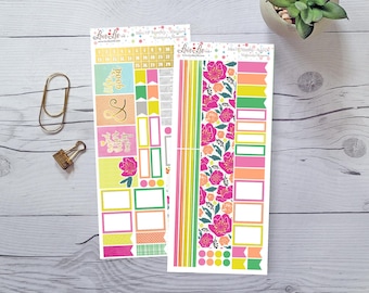 Mini Happy Planner "Watercolor Blossoms": Monthly Planner Stickers Kit