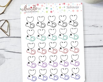 Stethoscope Planner Stickers - Hand Drawn Stickers - Cute Planner Stickers -  Sticker Sheets - Bullet Journal Stickers