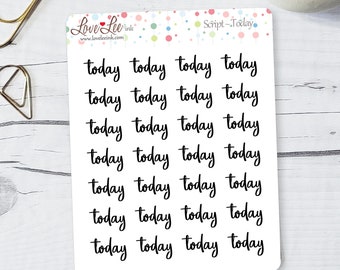 Script Planner Stickers - "Today" - Hand Drawn Stickers - Cute Planner Stickers -  Sticker Sheets - Bullet Journal Stickers