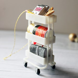 Mini Utility Cart Ornament (Red) - Mini Planner Cart Ornament - Planner Accessories - 3d Printed - Mini Storage Cart - Christmas Ornament