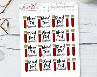 Blood Test Appointment Planner Stickers - Hand Drawn Stickers - Cute Planner Stickers -  Sticker Sheets - Bullet Journal Stickers