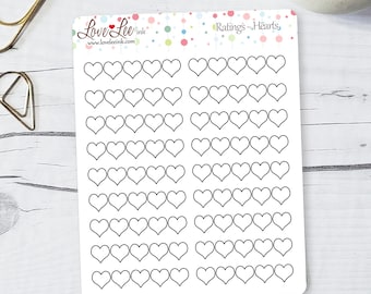 Ratings Planner Stickers - Hearts - Hand Drawn Stickers - Cute Planner Stickers -  Sticker Sheets - Bullet Journal Stickers