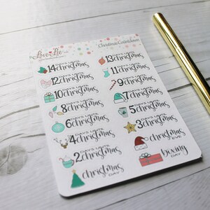 Christmas Countdown Planner Stickers Hand Drawn Stickers Cute Planner Stickers Advent Calendar Stickers Planner Accessories image 2