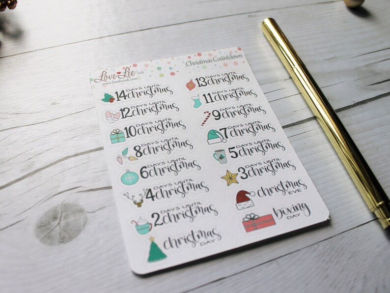 Christmas Countdown Planner Stickers Hand Drawn Stickers Cute Planner Stickers Advent Calendar Stickers Planner Accessories image 2