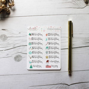Christmas Countdown Planner Stickers Hand Drawn Stickers Cute Planner Stickers Advent Calendar Stickers Planner Accessories image 1