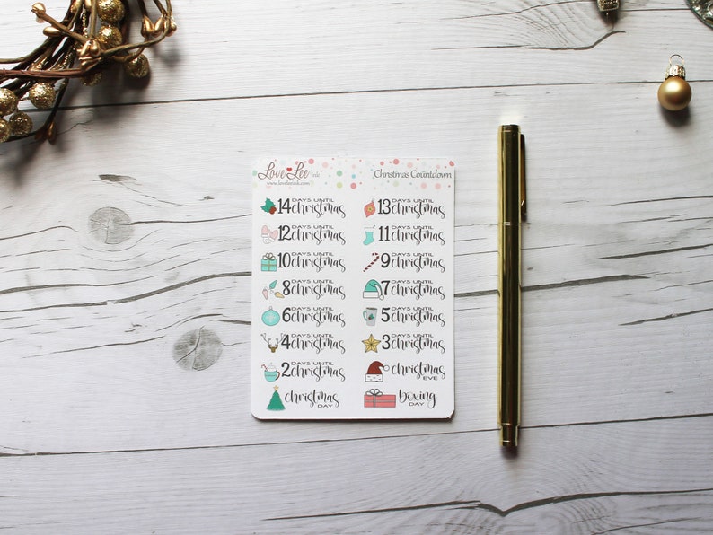 Christmas Countdown Planner Stickers Hand Drawn Stickers Cute Planner Stickers Advent Calendar Stickers Planner Accessories image 1