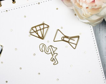 Yellow Gold Designer Metal Clip - Bow, Flamingo, Diamond