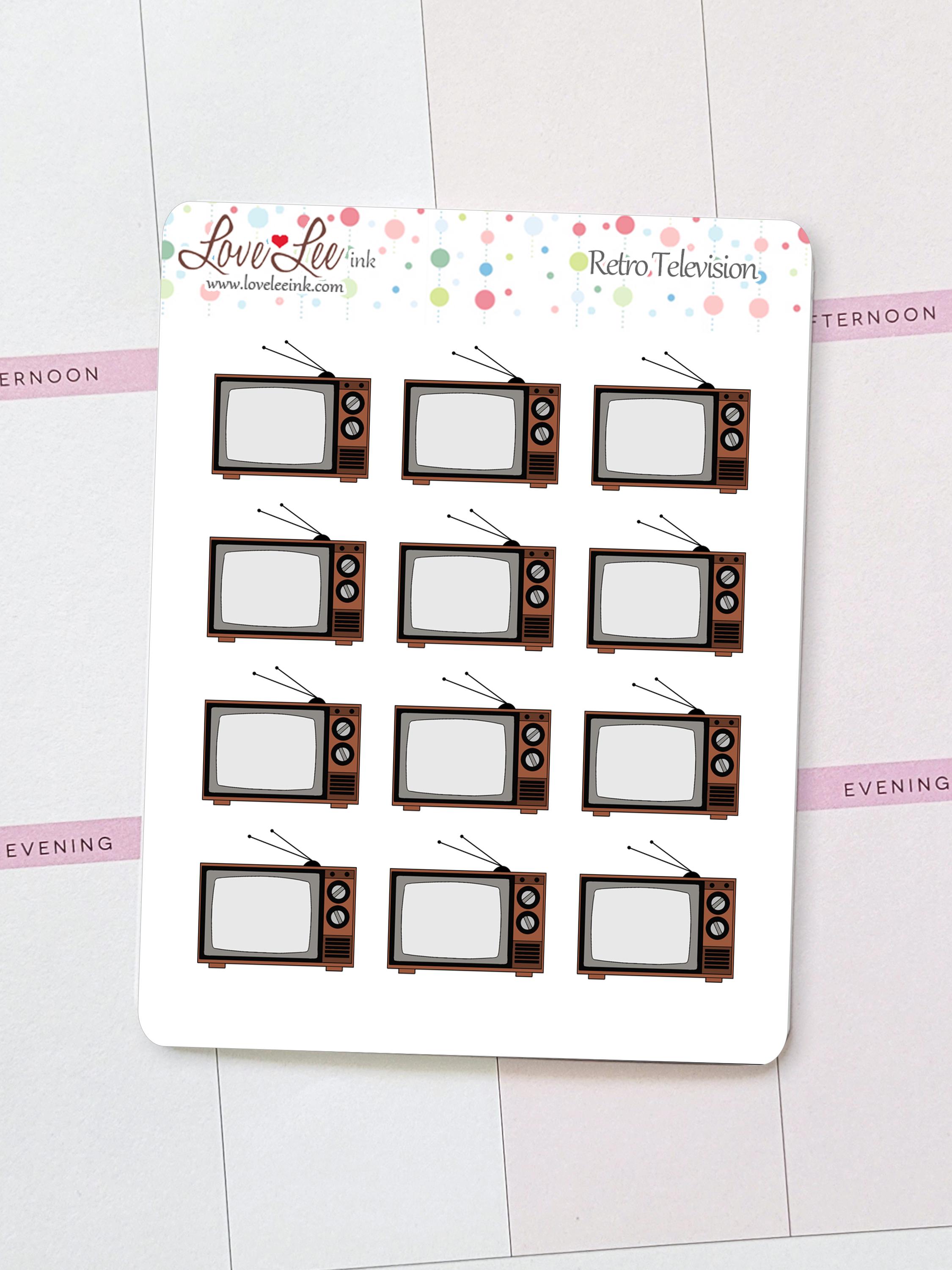 Retro Television Planner Stickers: Hand-drawn TV Stickers - Etsy